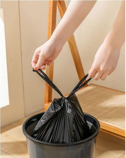 4 GALLON Bathroom Trash Bags Black, 15 Rolls/300 Counts Small HANDLES Garbage Bags for Office, Bathroom Wastebasket Waste Bin Black Portable Rubbish Bags (Black 300pcs)
