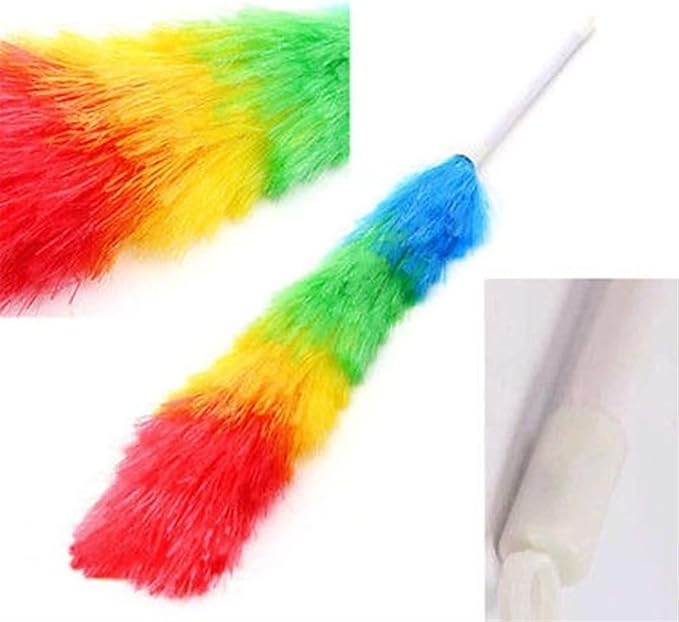 Feather Duster,Dusters for Cleaning Set Feather Duster Household Rainbow Duster Practical Plastic Feather Duster Telescopic Handle Sweeping Brush Cleaning Product Tool Handle Dusters