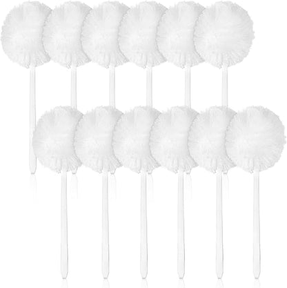 Kifmurase 12 Pcs Toilet Bowl Brushes Soft Swab Polyester Head 15 Inch White Reusable Long Plastic Handled Toilet Brush Cleaners Scrubber Mop for Home Bathroom Cleaning