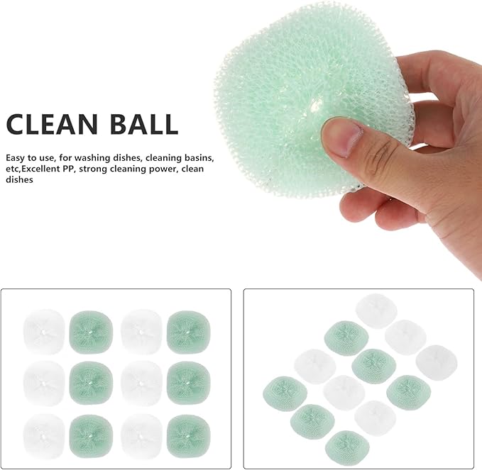 Healeved 3sets Scouring Sponge Kitchen Cleaning Balls Tool Pot Pan Dish Washing Scrubbers Clean Ball 12pcs*3 Random Color