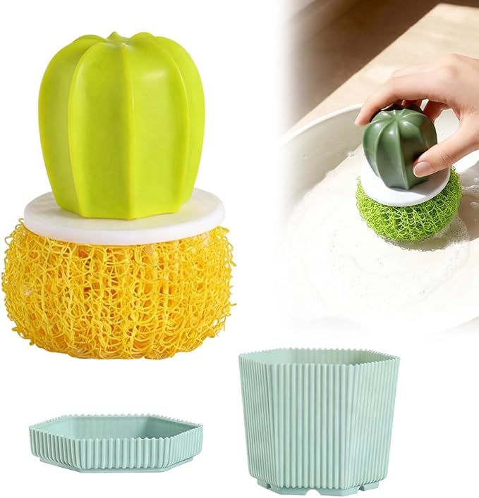 Comfort Grip Soap Dispensing Kitchen Scrub,Soap Dispensing Dish Brush,Replaceable Cleaning Brush,Dispenser has Non Slip Handle for Cleaning Dishes, Pots, Pans,Sinks (B)