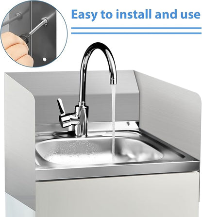 Amylove 26 x 20 Inch Stainless Steel Splash Guard Stainless Steel Wall Mount Guard with Screws Screws for Bathroom Sink Side Sink Splash Prep Sinks Protector for Commercial Kitchen Restaurant