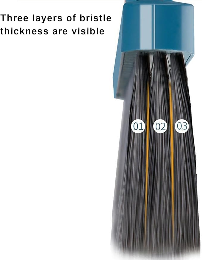 YOXIER Broom and Dustpan Set,Buckle Type Brooms and Dustpan Set with Scraping Teeth & Scraper,Brooms Indoor 180° Rotatable,Long Handle Broom Dustpan Set for Home Office Floor Cleaning Blue
