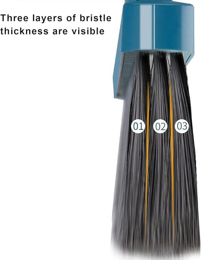 YOXIER Broom and Dustpan Set,Buckle Type Brooms and Dustpan Set with Scraping Teeth & Scraper,Brooms Indoor 180° Rotatable,Long Handle Broom Dustpan Set for Home Office Floor Cleaning Blue