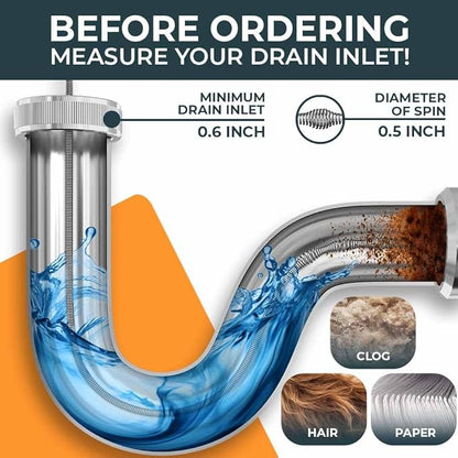MEISTERFAKTUR drain snake 2.0 [50 FT] - with drill attachment - Ideal plumbing snake for sink and drain unblocking - Solid drain auger for real DYIs! (50 FT - 1/4 inch)
