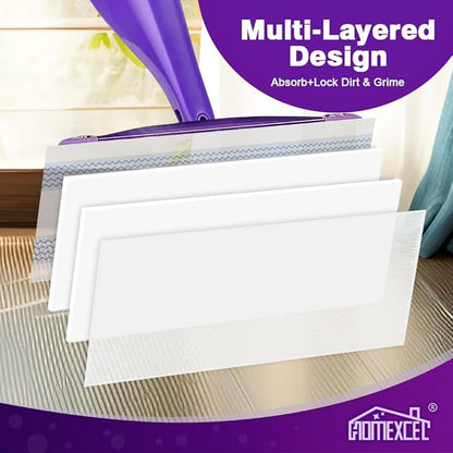 HOMEXCEL Multi-Layer Dry Floor Mop Pads Refills Compatible with Swiffer Wet Jet-All Purpose Multi Surface Floor Cleaner Spray Mop Pads Replacement for Hardwood Floor,32 Count