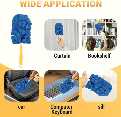 Reusable Duster Refill Compatible with Swiffer - 5 Pack 360° Electrostatic Duster Refills with Handle - Heavy Duty Dusters Refills for Dust, Hair, Furniture, Blinds & Ceiling Fans