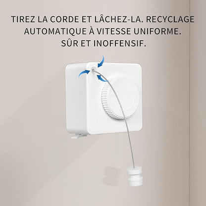 JOOM Retractable Clothesline Indoor Heavy Duty Clothes Drying Laundry Line Wall Mounted Easy Hanging Clothes Drying Laundry Line Retracting Hanging Lock to Prevent Sagging (Square,White)