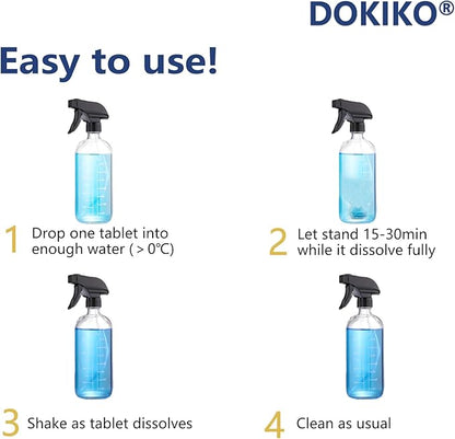 DOKIKO Glass Cleaner Refill Tablets - 50 Concentrated Multi-Surface Cleaning Tablets, 1 Pack Makes 50 * 16 fl oz Spray for Windows, Mirrors, Windshields & More
