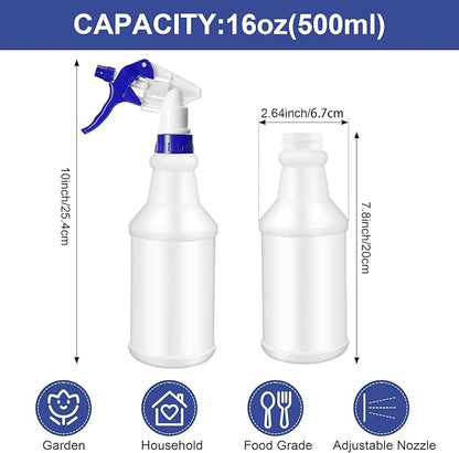 Eccliy 12 Pcs 16 Oz Plastic Spray Bottle, Adjustable Empty Reusable Sprayer for Cleaning, Planting, Water, Bathroom and Kitchen, BBQ, Commercial and Residential (Original,Dark Blue)