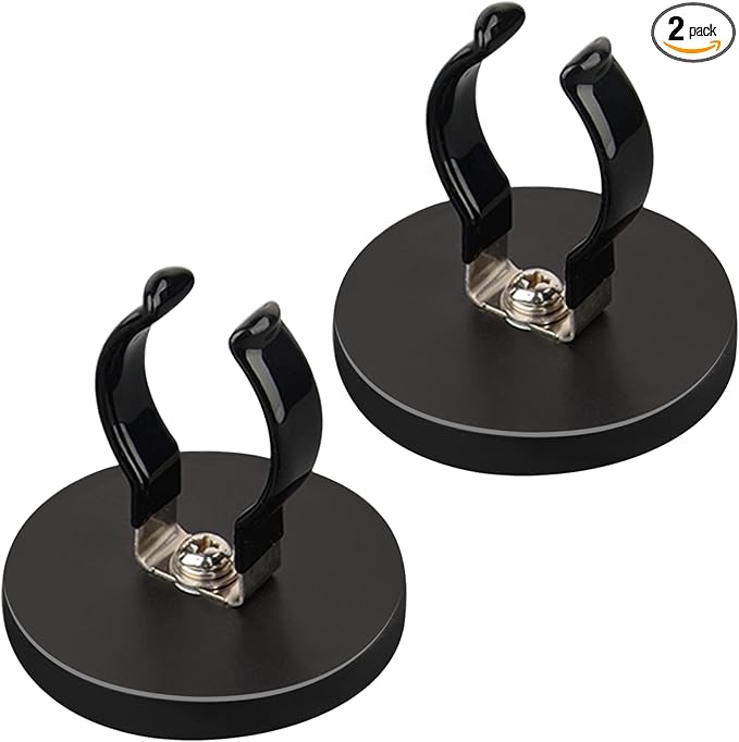 MUTUACTOR Strong Magnetic Hooks,Scratch-Resistant Heavy Duty Magnetic Hooks for Flashlight Holder,2-Pack Large Opening Strong Magnets Flexible Clamps for Garage Garden Workshop Storage Tools