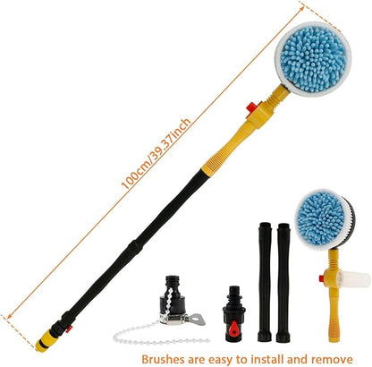 Auto Rotating Car Wash Brush Multifunctional Car Foam Cleaning Kit with 360° Spin Head Portable Chenille Car Scrub Brush High Pressure Cleaning Tool Long Handle for Home Car ZHAZHAMO
