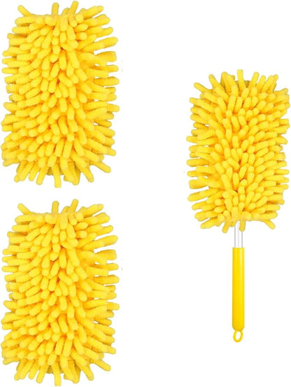 2pcs Duster Refills for Swiffer, Microfiber Dusters Heavy Duty Refills 360 Ceiling Fan Duster Replacements Reusable Hand Dusters for Cleaning (Yellow)