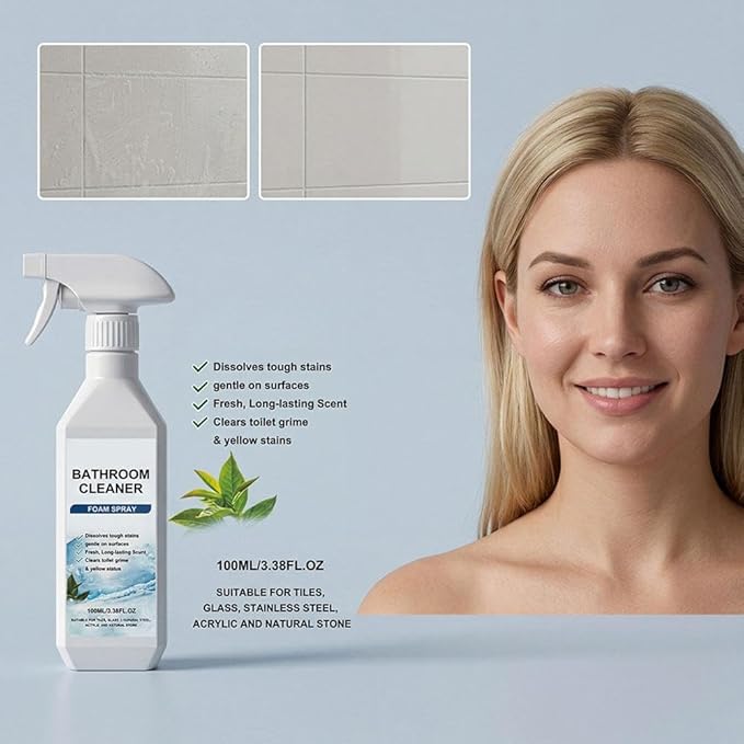 Scale Remover Bathroom Cleaner Foam Spray, Formula for Hard Water Stains, Toilet Grime & Soap Scum on Multi-Surfaces, Powerful Scale Remover, Suitable for Tiles, Glass, Stainless, Steel