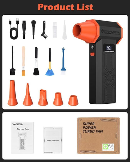 Compressed Air Duster, 120,000RPM Electric Air Duster, 4 Speeds Powerful Brushless Motor with LED Light, Rechargeable Cordless Air Blower for Computer, Keyboard, Car, Home