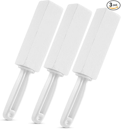 3 Pack Pumice Stone for Toilet Bowl Cleaning with Handle, Scouring Stick Remove Toilet Bowl Hard Water Rings, Calcium Buildup and Rust for Cleaning Toilet, Bathroom, Kitchen Sink, Grill (White)