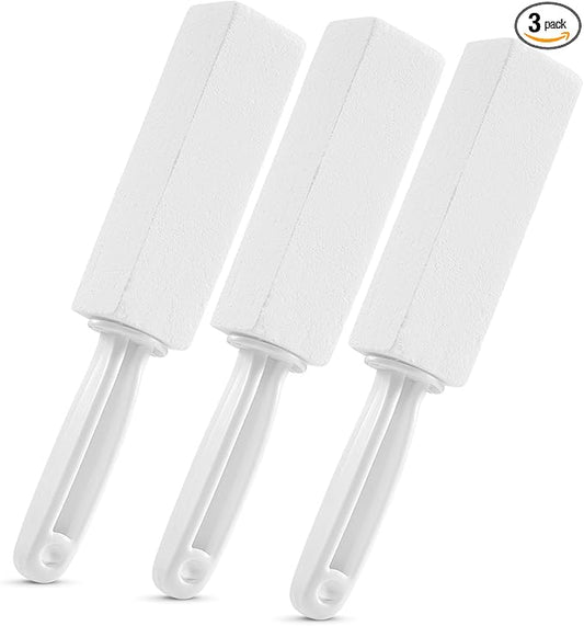3 Pack Pumice Stone for Toilet Bowl Cleaning with Handle, Scouring Stick Remove Toilet Bowl Hard Water Rings, Calcium Buildup and Rust for Cleaning Toilet, Bathroom, Kitchen Sink, Grill (White)