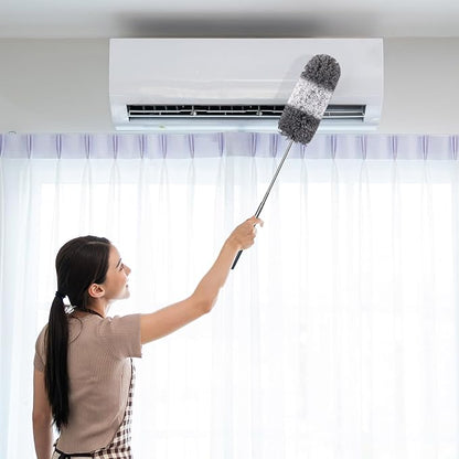 Tanlade 12 Pcs Microfiber Feather Duster for Cleaning 13-31 Inch Extendable Cobweb Dusters Ceiling Fan Duster Washable Bendable Tool for Office Car Window Furniture (Gray White)