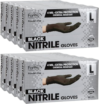 ForPro Disposable Nitrile Gloves, Chemical Resistant, Powder-Free, Latex-Free, Non-Sterile, Food Safe, 4 Mil