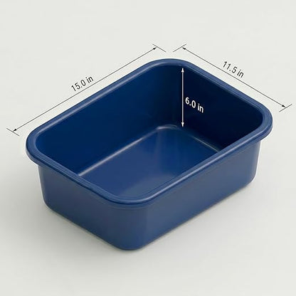 DecorRack 2 Plastic Wash Basins, Large 10 Quart Graduated Bucket, Portable Washbasin for Washing, Cleaning, Foot Bath, Dishes, Face Cleansing Bowl, Blue (2 Pack)