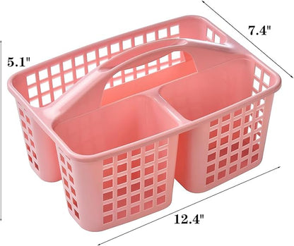 Portable Shower Caddy Basket,Convenient Cleaning Supplies Organizer with Compartments and Handle,Ideal for Bathroom, Bedroom, Kitchen, College Dorm,Garden,etc.pink-2 Pcs
