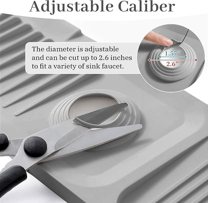 PoYang 24 Inch Faucet Mat for Kitchen Sink Splash Guard Behind Faucet, Sink Protectors for Kitchen Sink Faucet Mat Splash Guard for Kitchen Sink Area, Longer Silicone Faucet Guard & Draining Mat, Grey
