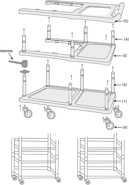 3 Tier Utility Cart Heavy Duty 330lbs Capacity Rolling Service Cart Utility Carts with Wheels Storage Cart Restaurant Supplies Great for Hotel,Kitchen,Laundry Room,Siz:41x18.3x37