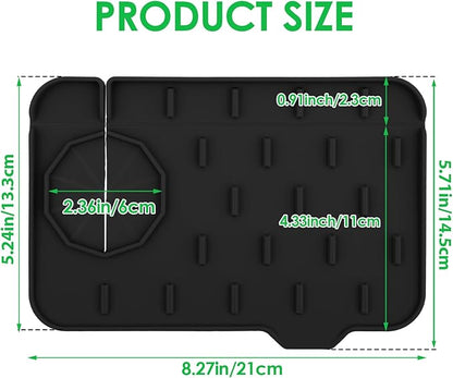 Dimeho Sink Faucet Splash Guard Mat Silicone Soap Dish Pad Faucet Handle Drip Catch Sponge Holder Sink Protector Trays for Bathroom Kitchen Countertop Gadgets Accessories 8.3 x 5.7 Inch(Black)