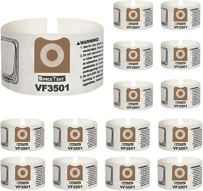 SpaceTent 15 Pack VF3501 Shop Vac Bags Size C, compatible with RIDGID 3-4.5 Gallon Wet/Dry Vacuums, High Efficiency Dust Filter Bags, Part # 23738 WS32045F