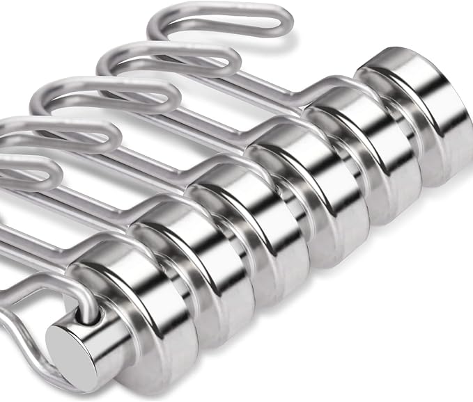 E BAVITE Swivel Swing Magnetic Hooks New Upgraded, 30LB（6pack） Refrigerator Magnet Hook Strong Neodymium Magnets, Perfect for Refrigerator and Other Surfaces,60mm(2.36in)