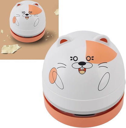 aqxreight Cute Cartoon Desktop Vacuum Desktop Cleaner with Vacuum Nozzle Cleaning Brush Portable Mini Table Dust Cleaner for Cleaning Dust Crumbs Computer Car (Hamster)