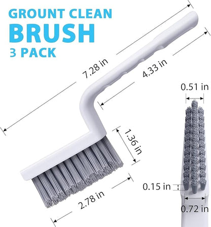 Lumkew Grout Cleaner Brush,Hard Bristle Grout Cleaning Brushes Scrubber for Tile Floors Bathroom Shower, Black, 3 Pieces