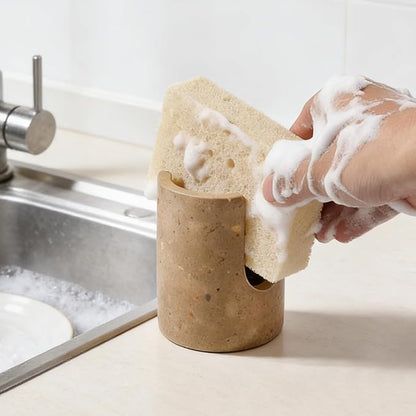 Marble Sponge Holder for Kitchen Sink Rustic Farmhouse Decor,Dish Sponge Holder Kitchen Sink Sponge Caddy (Dark Camel)