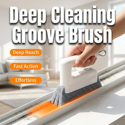 Magic Window Track Cleaner, Window Groove Cleaning Brush Tools, Handheld Cleaner Brushes Tools for Window Slides Grooves, Tile Grout Lines, Shutter Slats, Car Vents & Narrow Gaps (2, White)