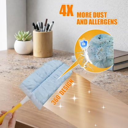 40 Count Duster Refills for Swiffe Duster,360° Heavy Duty Duster Refills, Disposable Microfiber Duster for Cleaning Dusting Furniture Blind Ceiling Fan (40 Count Refills+2 Handle)