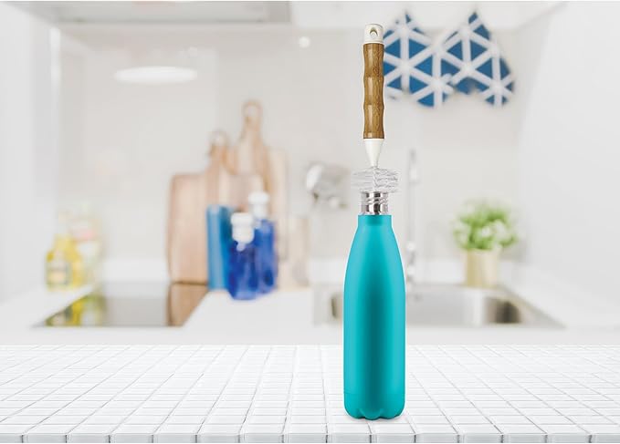 HIC Kitchen Bamboo Water Bottle Brush, Natural Bamboo with Non-Scratch Bristles