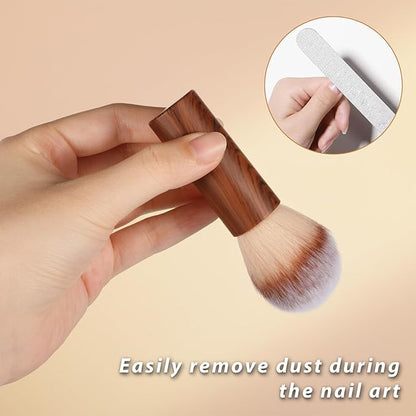 Nail Art Dust Brush Powder Remover Brush with Wooden Handle Manicure Dust Clean up Tool for Acrylic UV Gel Nail Arts Soft Makeup Brushes Blush Brushes Cosmetics Blending Liquid Foundation
