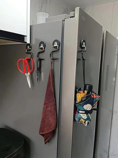 2PCS Magnetic Broom Hooks, Space-Saving Mop Rake Rack, Stainless Steel Heavy Duty Mop Handle