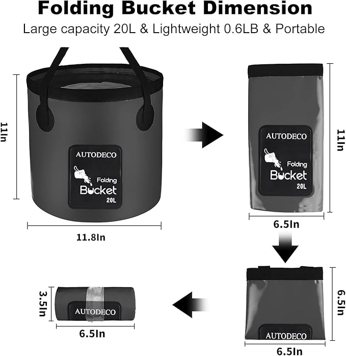 Collapsible Bucket 5 Gallon Container Folding Water Bucket Portable Wash Basin 20L
