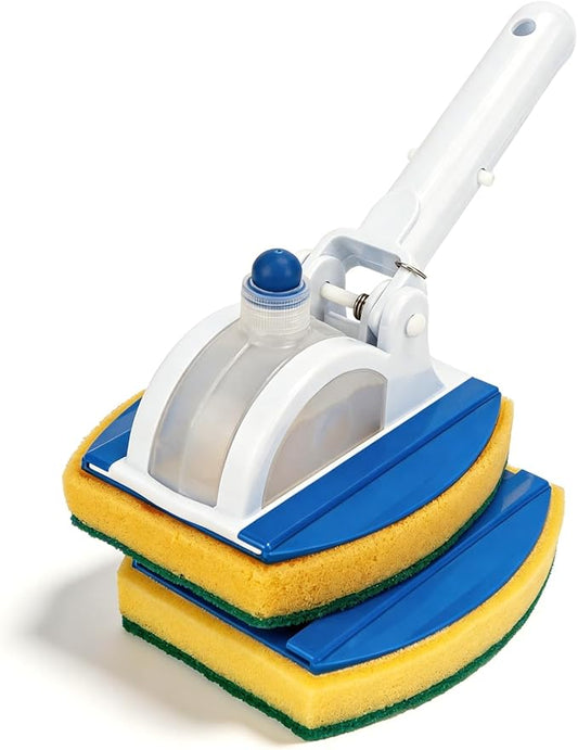 KGC Handheld Pool Scrub Brush with a Replacement Sponge, Pool Must Have Scouring Sponge Pad - Non-Scratch Cleaner for Pool Tile Grout, Vinyl Liners, Spas, Hot Tubs, Kitchen & Bathroom Tub Shower