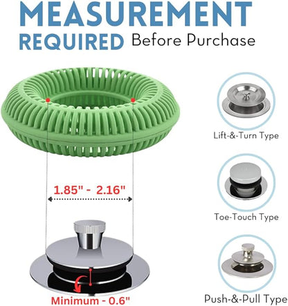 Hair Catcher for Shower Drain & Bathtub – TubRing Pop-Up Drain Protector & Strainer, Reusable Silicone Stopper for Bathroom Clog Prevention, Fits 1.85"–2.16" Drains | Sage Green
