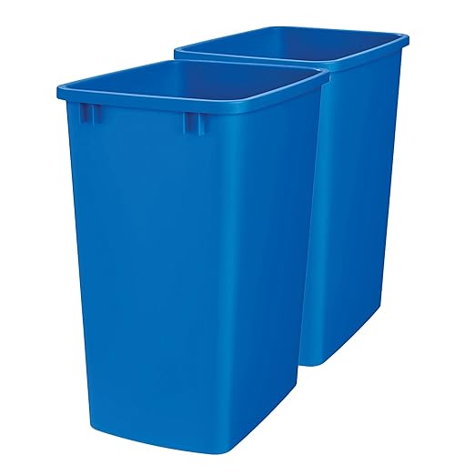 Rev-A-Shelf 35 qt Polymer Replacement Waste Container for Rev-A-Shelf Pullouts, Kitchen Cabinet Trash Can Recycle Bin, RV-35-22-2, Blue (2-Pack)