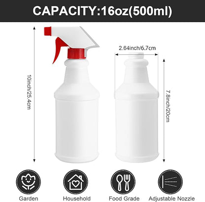 Eccliy 12 Pcs 16 Oz Plastic Spray Bottle, Adjustable Empty Reusable Sprayer for Cleaning, Planting, Water, Bathroom and Kitchen, BBQ, Commercial and Residential (New,Red)