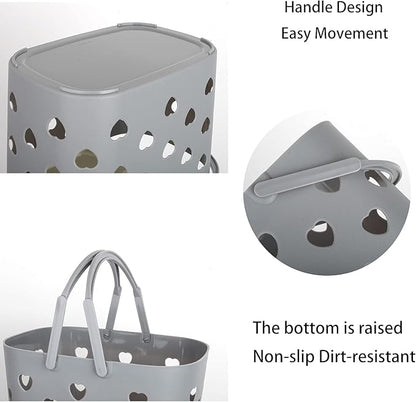 Anyoifax Portable Shower Caddy Tote Plastic Storage Basket with Handle Box Organizer Bin for Bathroom, College Dorm, Pantry, Kitchen, 2 Pack, Grey