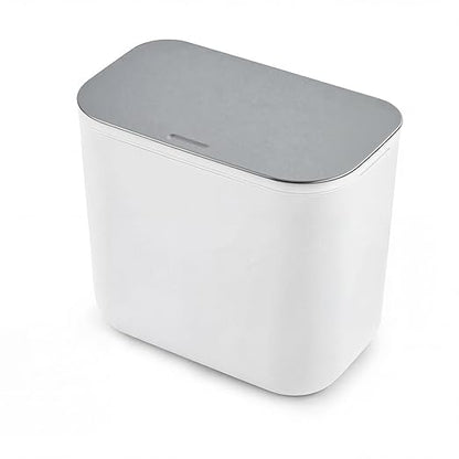 1.8 Gallon Kitchen Compost Bin for Counter Top or Under Sink, Hanging Small Trash Can with Lid for Cupboard/Bathroom/Bedroom/Office/Camping, Mountable Indoor Compost Bucket - White