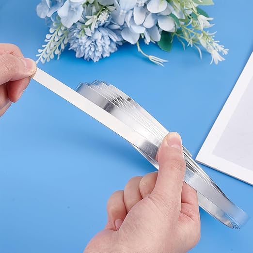 PandaHall Aluminium Metal Foil Sheet Roll 1060 Grade 0.5mm 0.4 Inch x 16.4Ft High Purity Aluminum Flashing Roll, Metal Strips Bendable Aluminium Strip Wire for Jewelry Making
