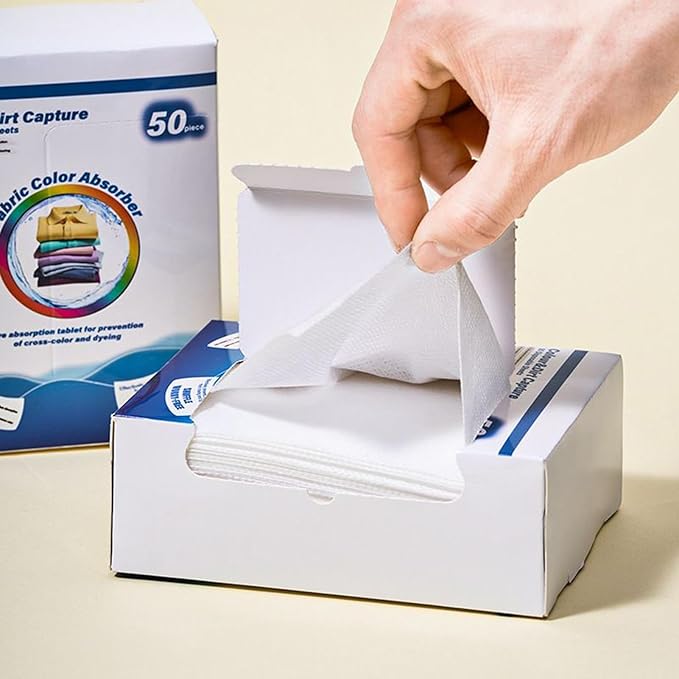 Laundry Color Catcher Sheets - Anti-Dye Transfer Washing Machine Paper, 50 Pack Fabric Protection | Prevent Bleeding Non Stain Absorbing Cleaning for Mixed Clothes Home Care Solution