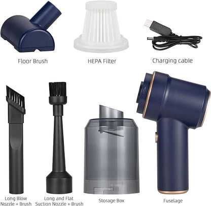 5 in 1 Handheld Vacuum and Blower Cordless Rechargeable Bug Vacuum Catcher for Insect Stink Bug Spider, Portable Vacuum Cleaner Strong Suction Bug Sucker for Car Kitchen Pet Hair, Dry & Wet Use, Blue