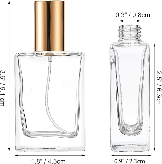 Foraineam 12 Pack 1 oz / 30ml Clear Glass Perfume Bottle, Refillable Empty Fine Mist Atomizer Spray Bottles, Portable Square Perfume Atomizer Bottles for Fragrance, Lotion, Essential Oil