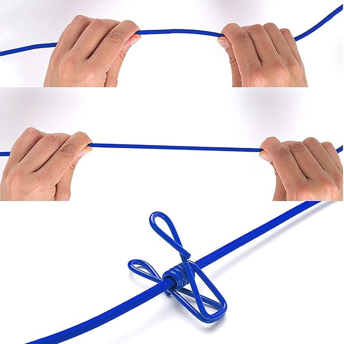 ALINNA Retractable Portable Clothesline, Travel Clothesline with 12 Clothespins for Indoor Laundry Drying, Outdoor Camping Accessories (Blue)